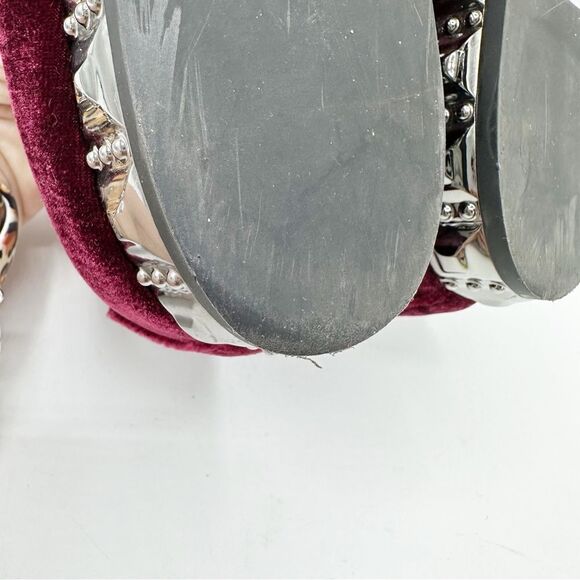 Franco Sarto Burgundy Velvet Flats w/Metallic Heel Holiday Festive 8 - Picture 12 of 14